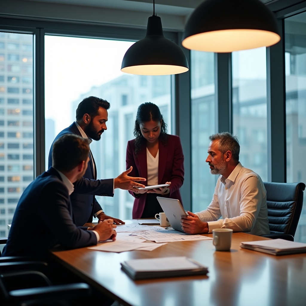 Echipă colaborând la pregătirea documentației